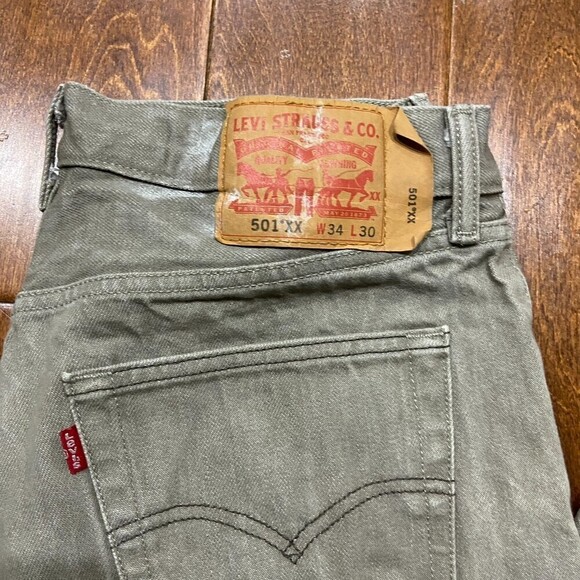 Levi's 501 XX Shrink To Fit Tan Classic Straight Leg Denim Jeans Men's 34 x 30 - Picture 2 of 8